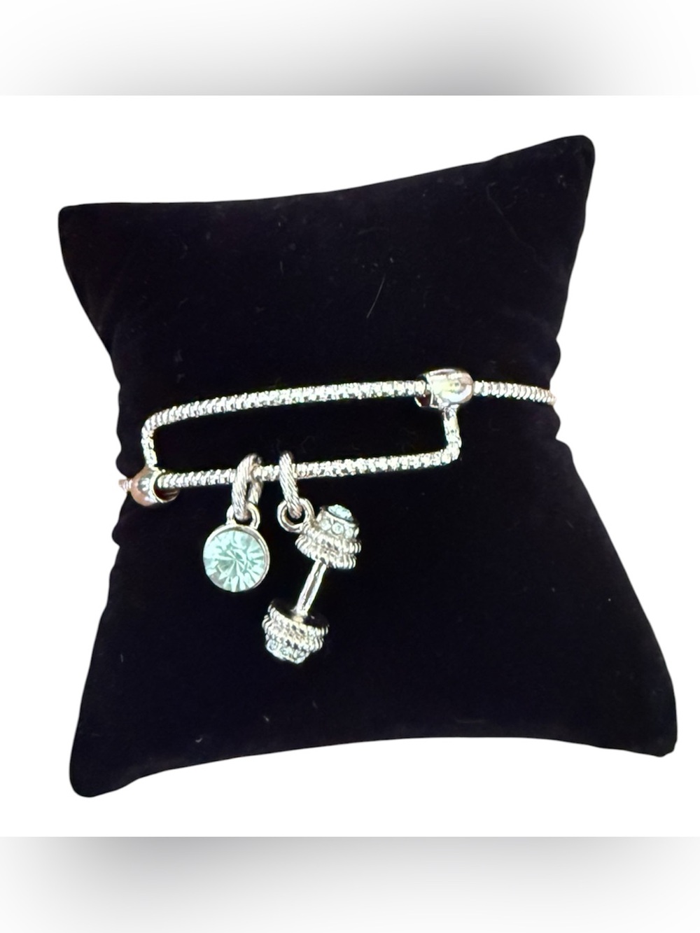 Gold Toned Charm Bangle Bracelet with Crystal Charms